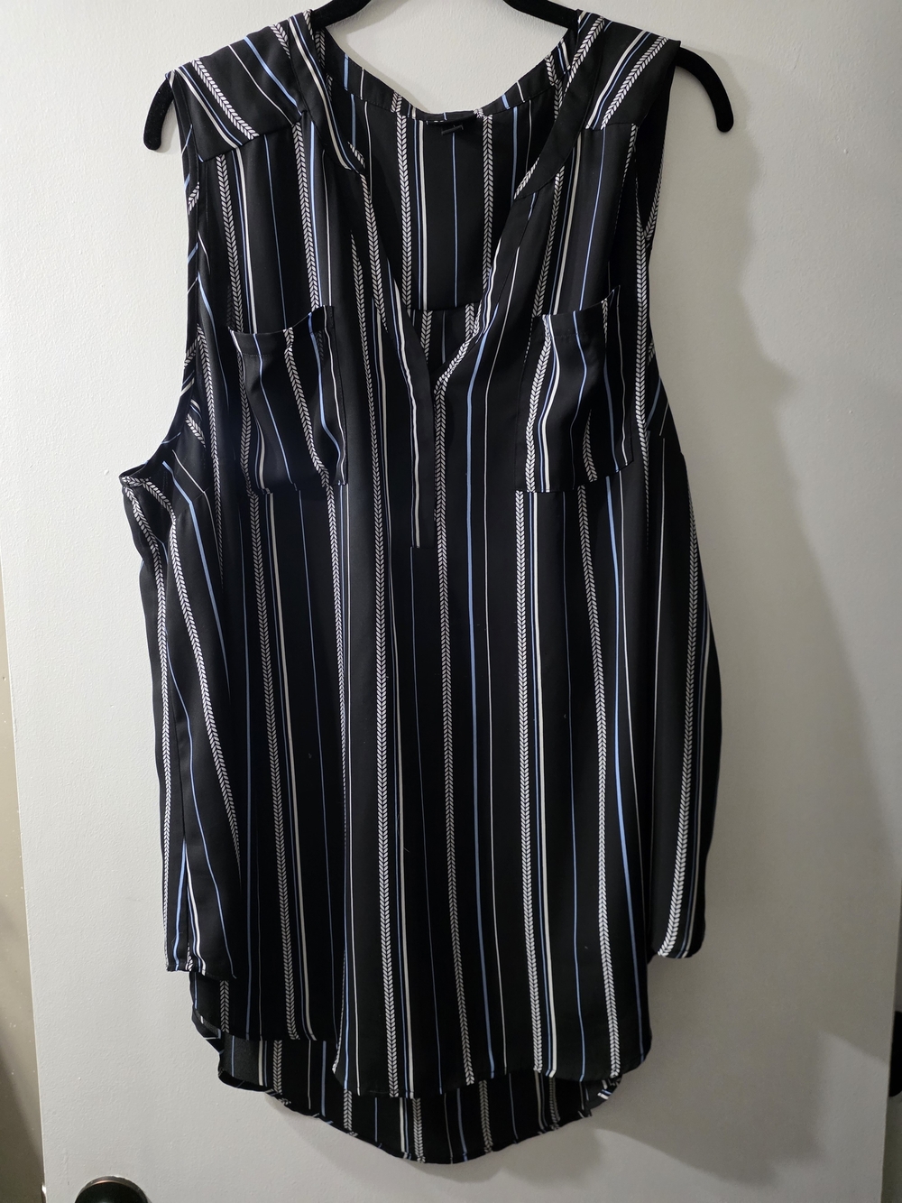 Torrid Black Sleeveless Striped Harper Blouse